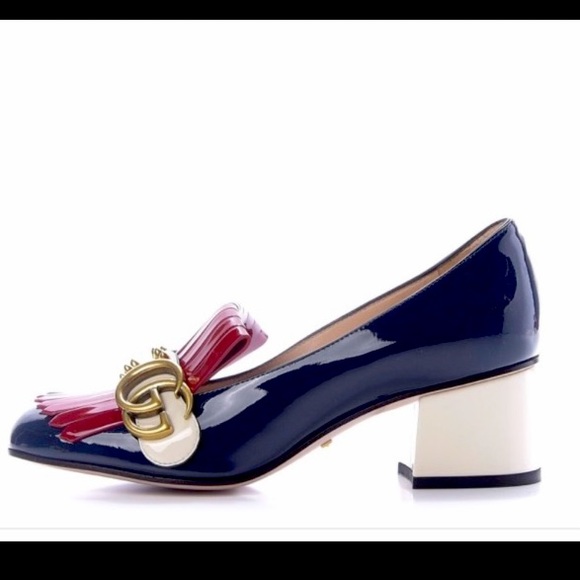 Studded Patent Gucci Marmont Pumps/Loafers - Picture 4 of 16